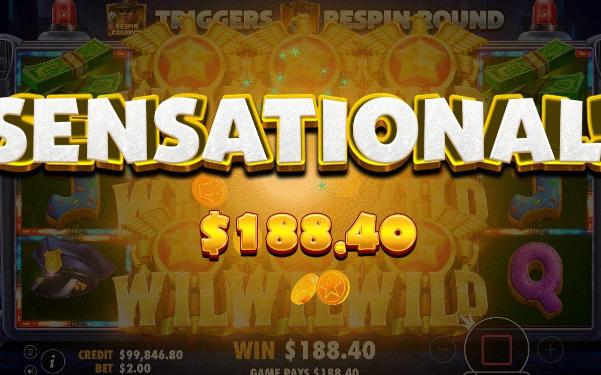 Win screen with the total win shown in A$